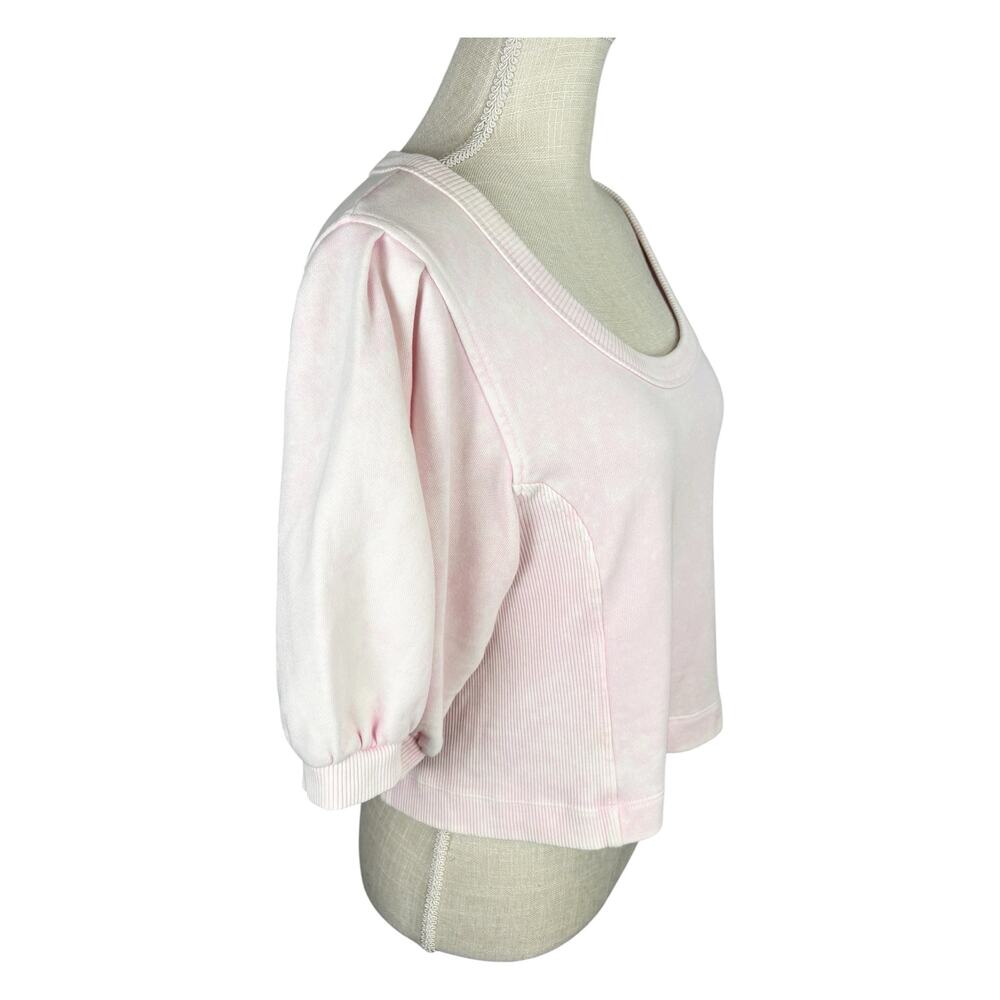 Aerie Seams Right Short Sleeve Cropped Sweatshirt Women's Medium Soft Pink - Picture 5 of 9